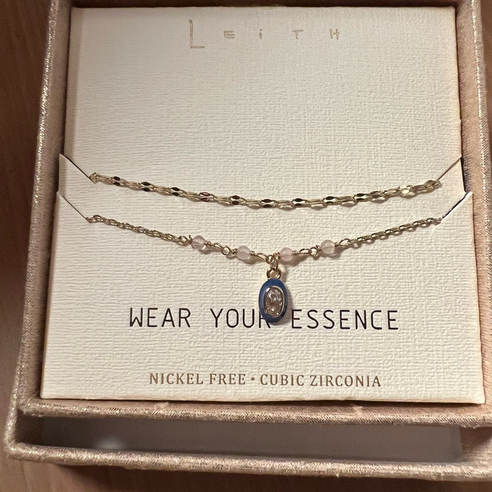 Leith Gold and Pink Layered Necklace Set